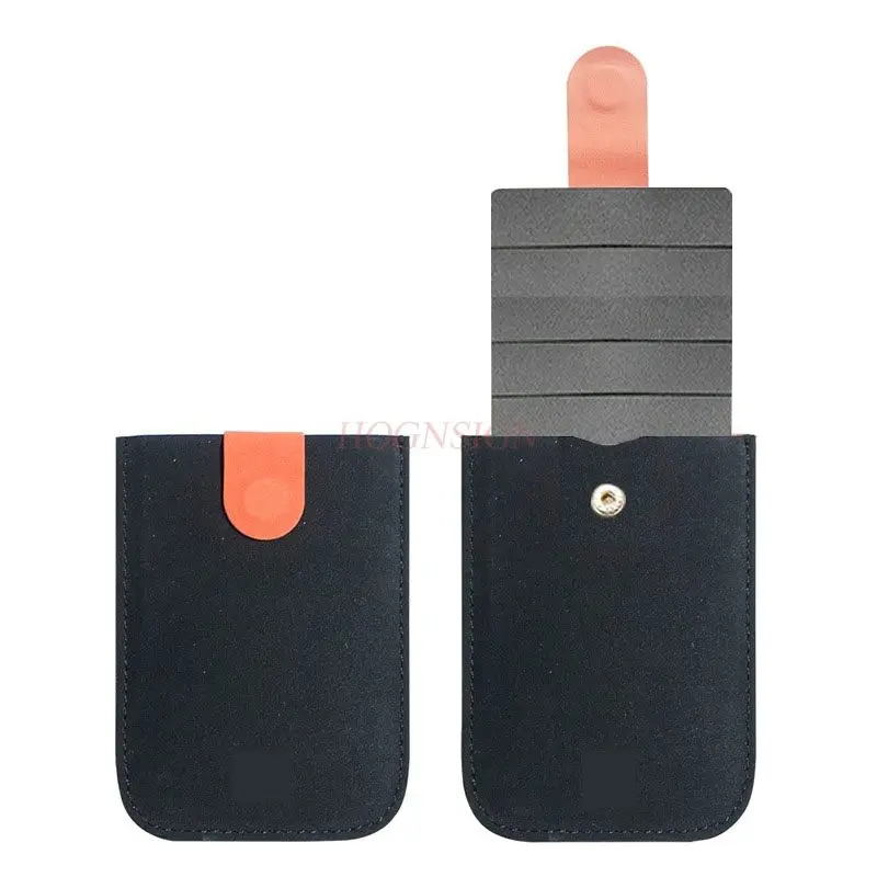 قطعة واحدة من حامل البطاقات المكدس، مضاد لإزالة المغناطيسية، فتحات بطاقات متعددة، محفظة للعملات المعدنية قابلة للسحب، حامل بطاقات بنكية صغيرة محمولة للرجال #4