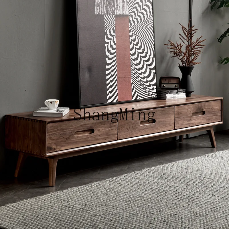 FG  good-looking black walnut TV cabinet coffee table combination all solid wood living room cabinet