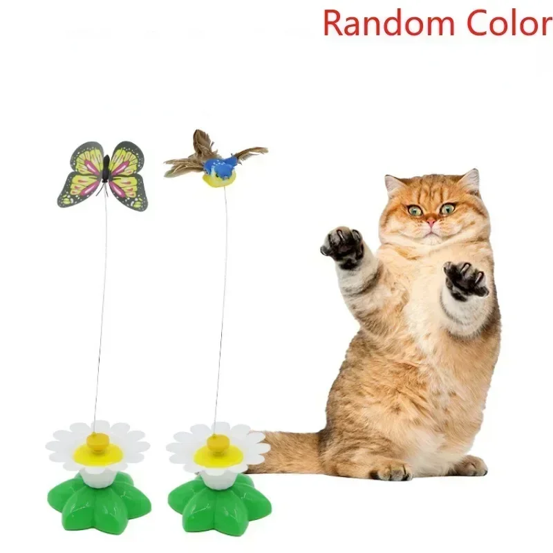 Rotating Electric Flying Butterfly Colorful Interactive Cat Dog Automatic Humming Bird Intelligence Training Rotating Funny Toys