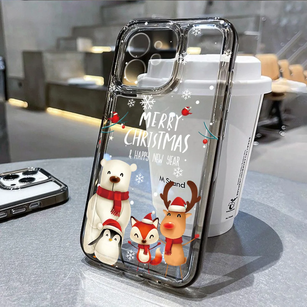 Frohe Weihnachten Handyhülle für iPhone 11 16 Pro Max 13 15 14 12 16promax 15promax 14promax Transparente weiche Silikon Funda Cover