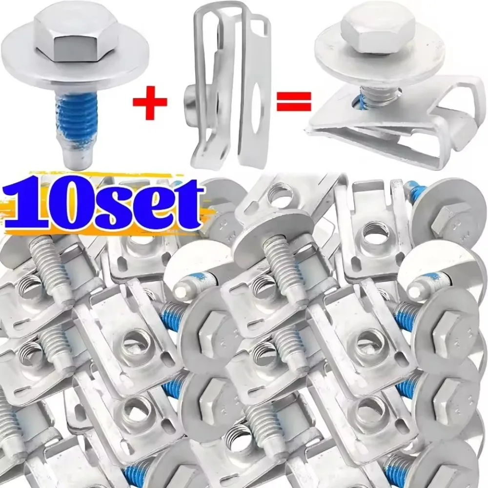 

M6 Hex Flange Bolt Hexagon Flat Head Screw with Washer Carbon Steel Auto Fastener for Engine Undercover Chassis Guard Fix Parts