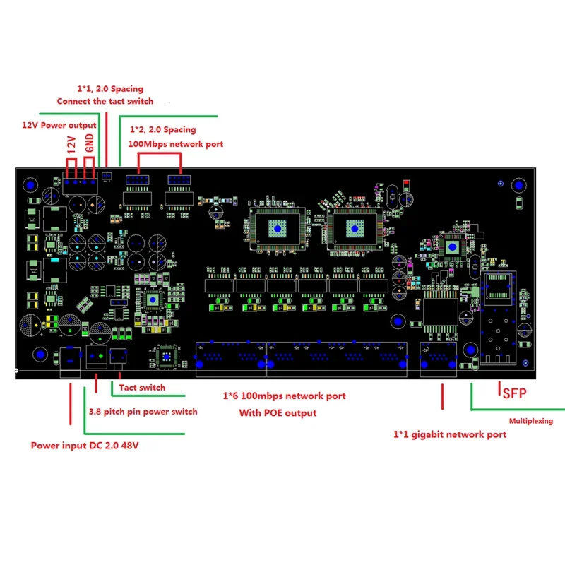 Industrial switch module 9 port gigabit SFP switch module support AF/AT  wifi bridge  outdoor cpe  network switch 1000mbps