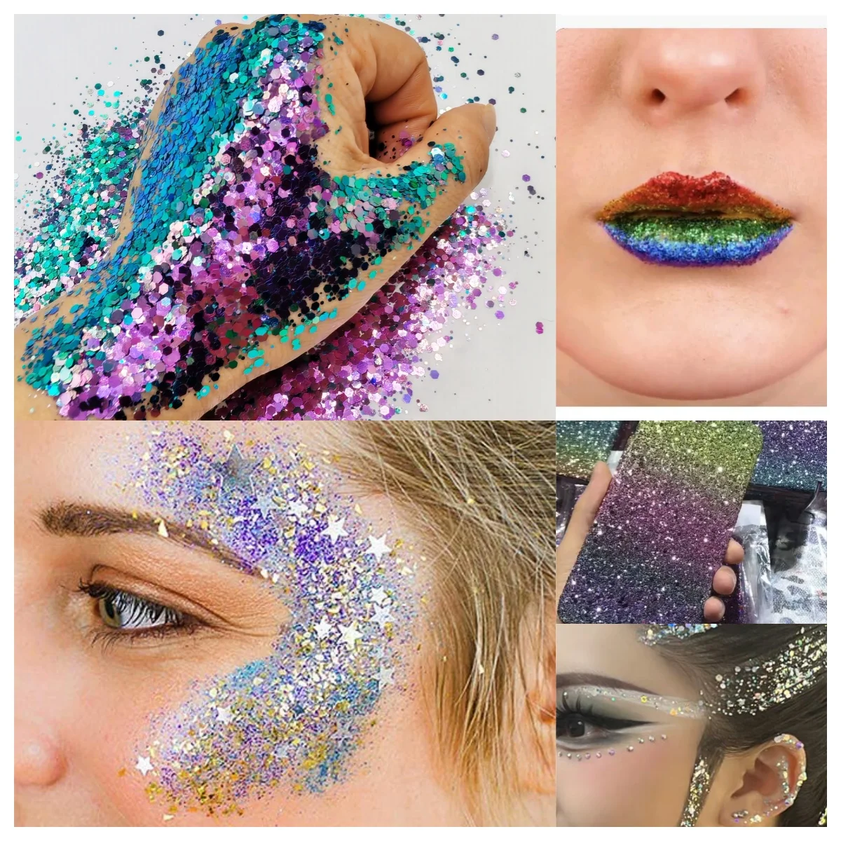 50Gram-Chameleon 20 Colors Change Chunky Hexagon Shift Glitter Mix Flake Shape Sequins for DIY Nail Art,Face,Body,Slime,Tumbler