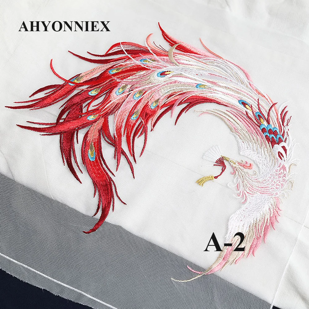 AHYONNIEX Pairs Phoenix Costume Patch  National Decoration Applique DIY Craft Hand Sewing Wedding Dress Cloth Stickers