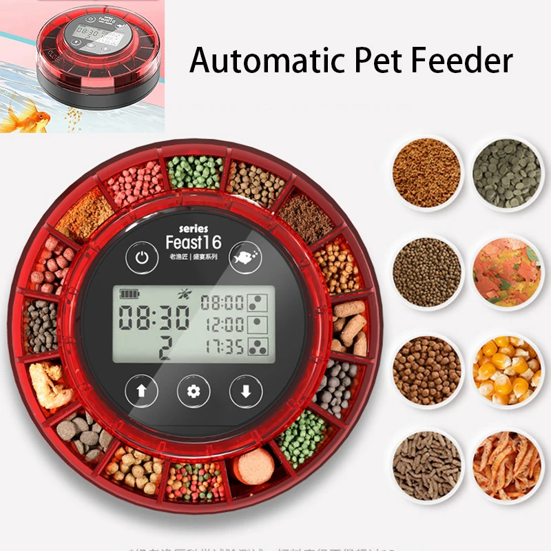 2026 Automatic Meal Fish Feeder For Aquarium Automatic Fish Feeder With Timer Rechargeable Timer With USB Cable LCD Display