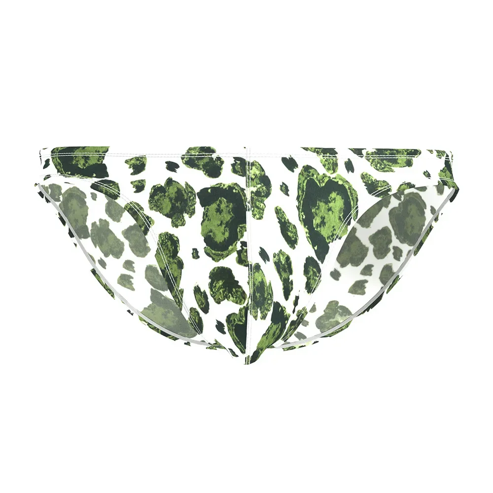 Men Stylish Blue Leopard Triangle Briefs Low Waist Sexy Snug Fit Male Casual Underpants