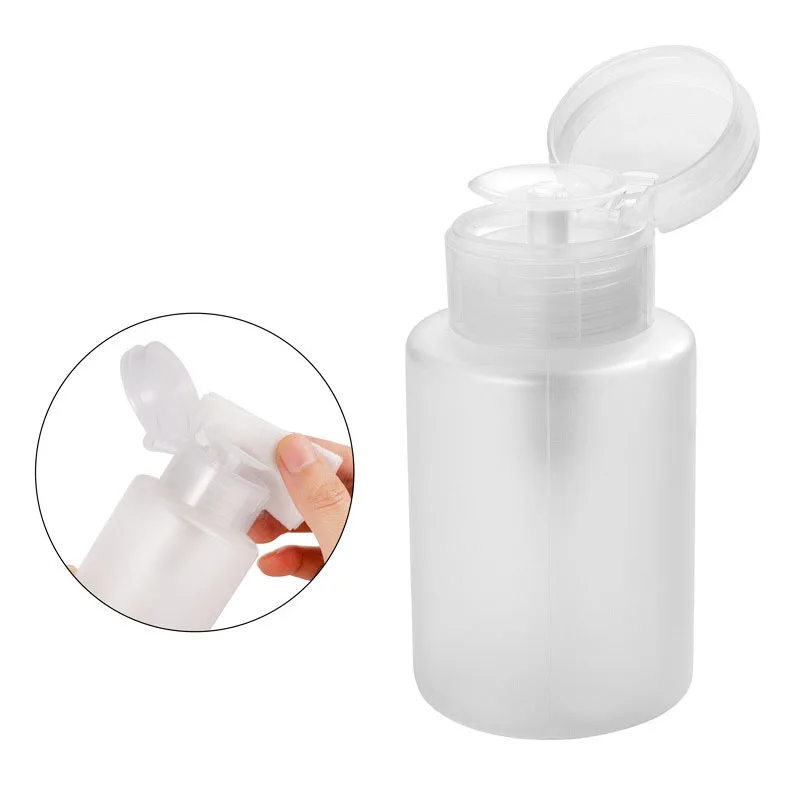 Portable Empty Press Nail Bottle, Pump Dispenser, Plastic Polish, Liquid Makeup Remover, Cleaner, Manicure Tool with Lock, 50ml, 250ml