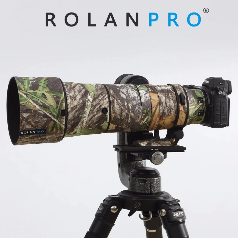 ROLANPRO płaszcz obiektywu do Nikon Z 180-600mm F/5.6-6.3 VR wodoodporny futerał ochronny kamuflaż osłona przeciwdeszczowa Z180-600 Guns Sleeve