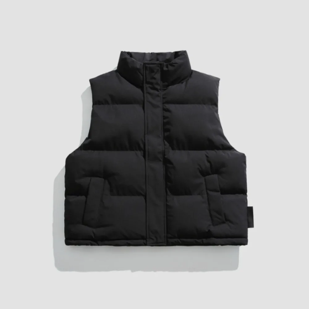 เสื้อกั๊กคอตั้งผ้าฝ้ายสำหรับผู้ชาย รุ่นใหม่ ฤดูใบไม้ร่วงและฤดูหนาว ปี 2025 แจ็คเก็ตผู้ชาย สวมใส่สบาย อุ่น