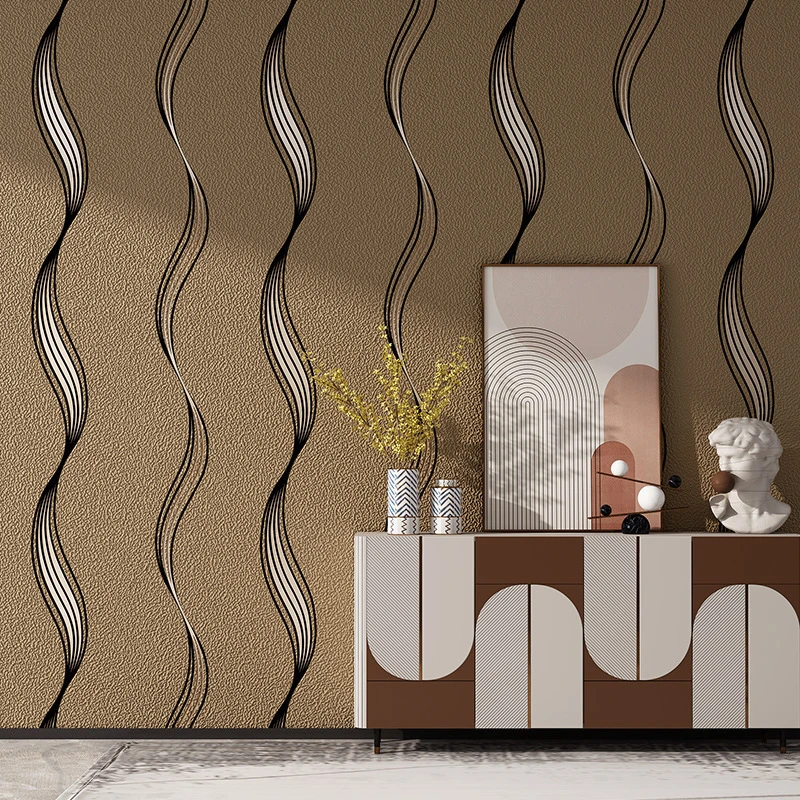 3D Luxury Non-Woven Wallpaper Wavy Pattern TV Background Wall Deerskin Wallpaper For Living Room And Bedroom High-End Wallpaper