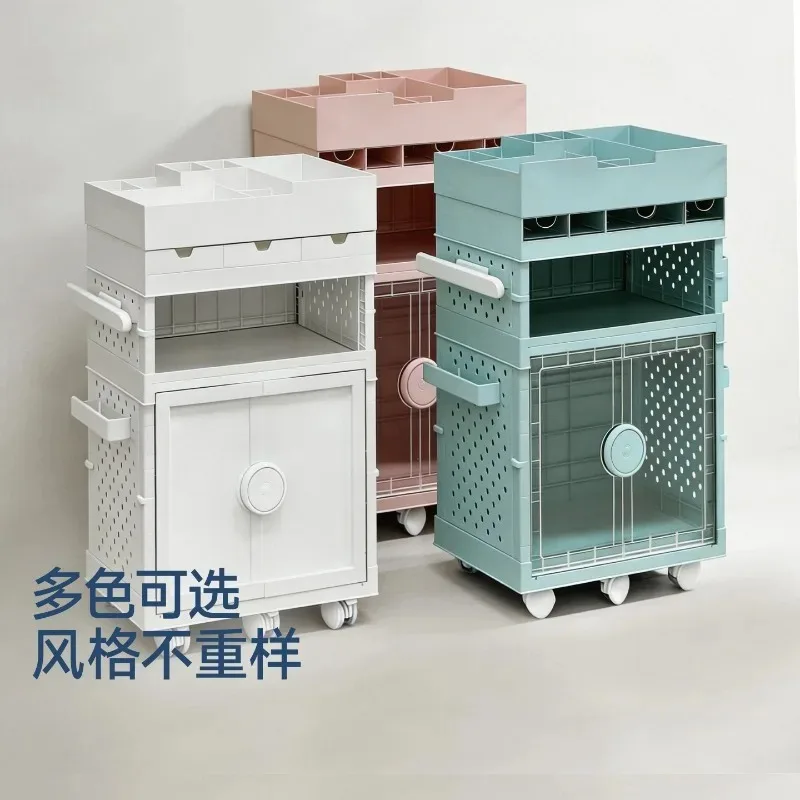 Dormitory trolley shelf student schoolbag book wheeled mobile storage cabinet