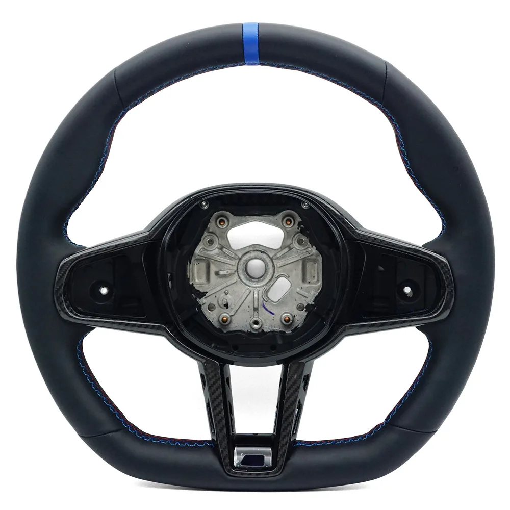 Suitable for BMW G20 leather three-color line blue correction label with real carbon fiber button frame steering wheel bottom