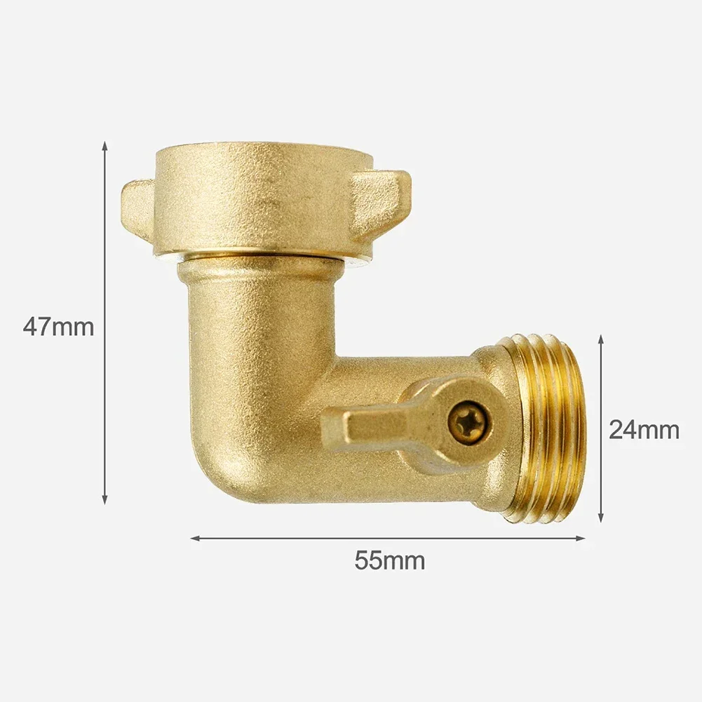 Garden Hose Connector Brass Elbow Valve Irrigation Systems 90 Degree Curved Design Easy Installation Leak-Tight Seal