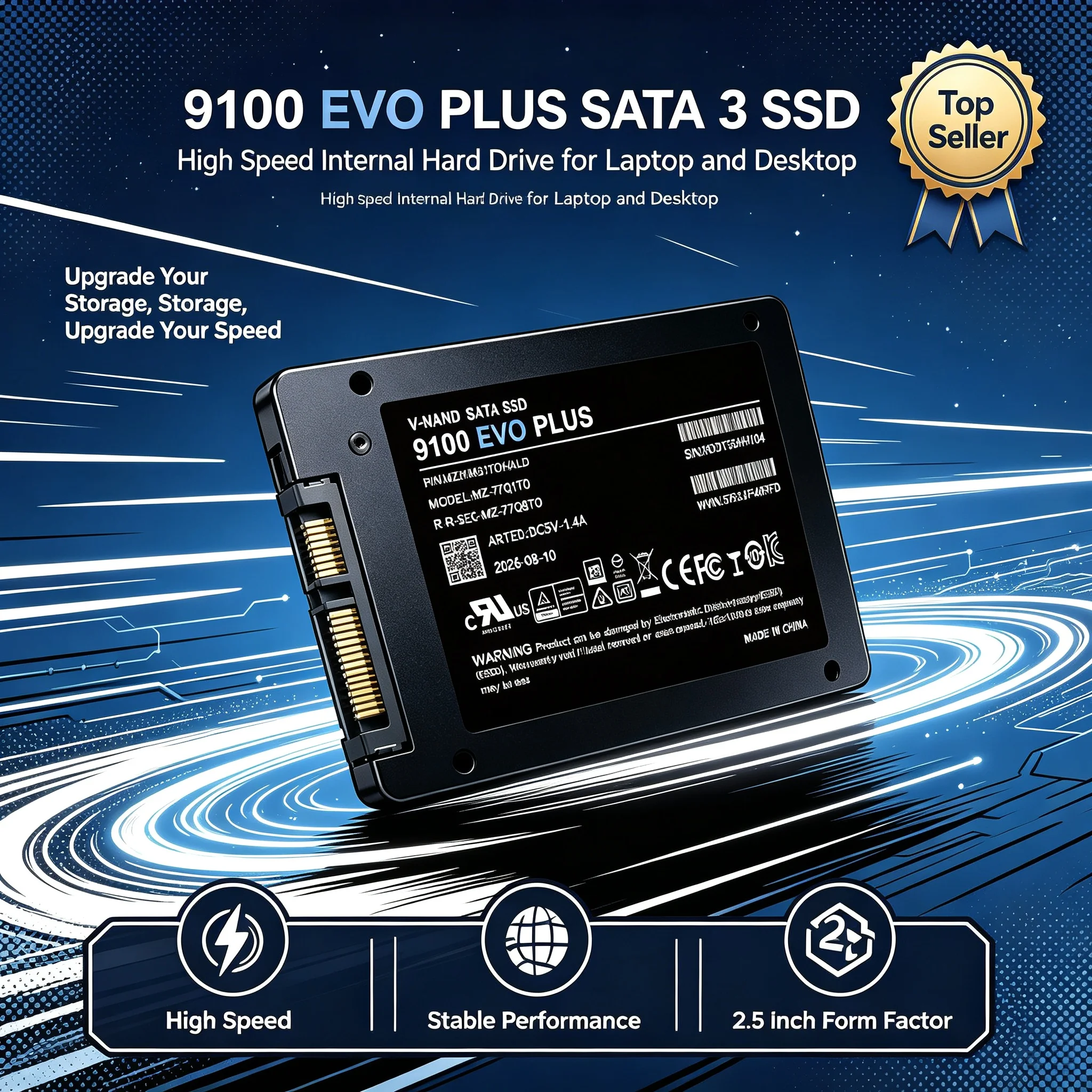 Brand New 9100 EVO Plus 2.5" SATA 3 SSD, Internal Solid State Drive, 500GB/4TB/2TB/1TB, Hard Drive, PC, Laptop, Desktop. 