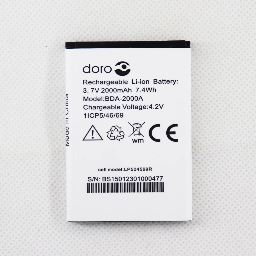 BDA-2000A Battery for Doro Liberto 825,822, 8030, 8031,SmartEasy 824, 8030, 8031 Cellphone