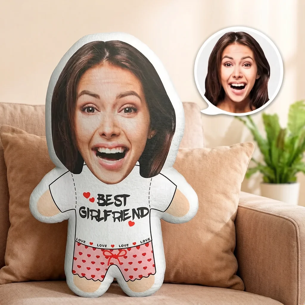 1 Set of Best Girlfriend Mini Cushion Pillow Customized Face Personalized Photo Mini Doll
