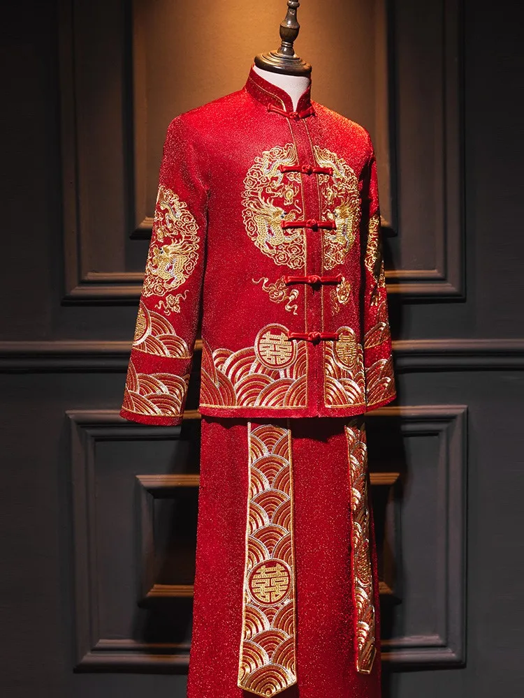 

The new men's wedding dress Chinese-style gowns for groom couple's dresses and bride's are now available