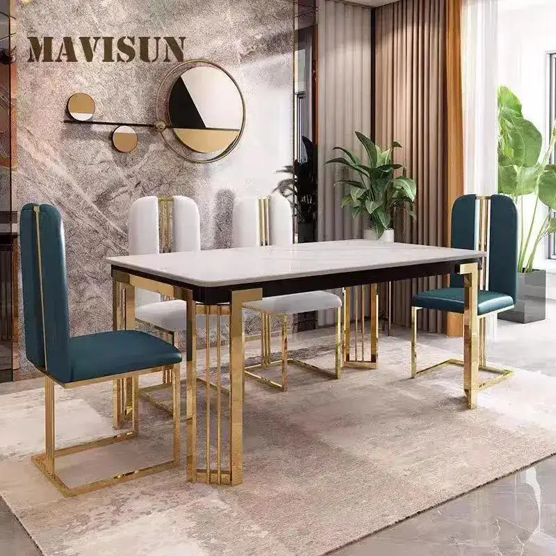 Light Luxury Marble Dinning Table Modern Simple Rectangular  Kitchen Table Home Dining Room Furniture Dining Table With Chairs