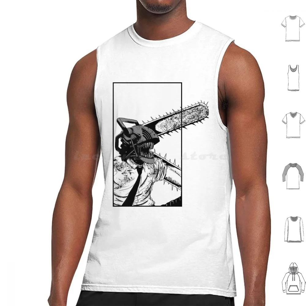 Chainsaw Man Manga Art Tank Tops Print Cotton Chainsaw Man Chainsawman Denji Makima Pochita Chainsaw Man