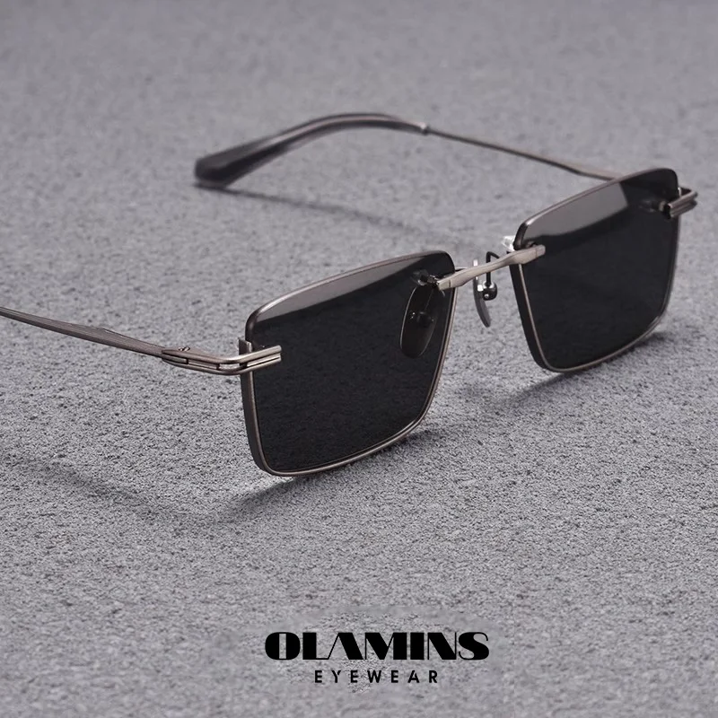 Olamins Pure Titanium Polarized Myopia Black Sunglasses Men's High-End Feel Special For Driving 2025 New Anti-Uv Handsome 10524