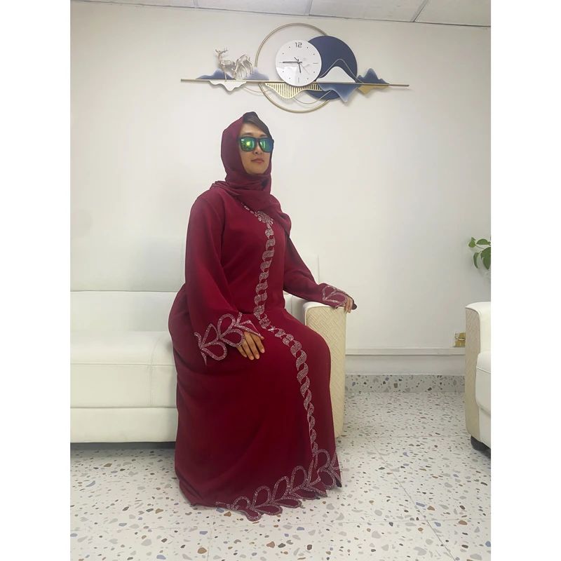 

Muslim Woman Abaya Dubai Ramadan Islam Kebaya Long Sleeve Diamond Abayas Islamic Dress For Eid Prayer Clothing Femme