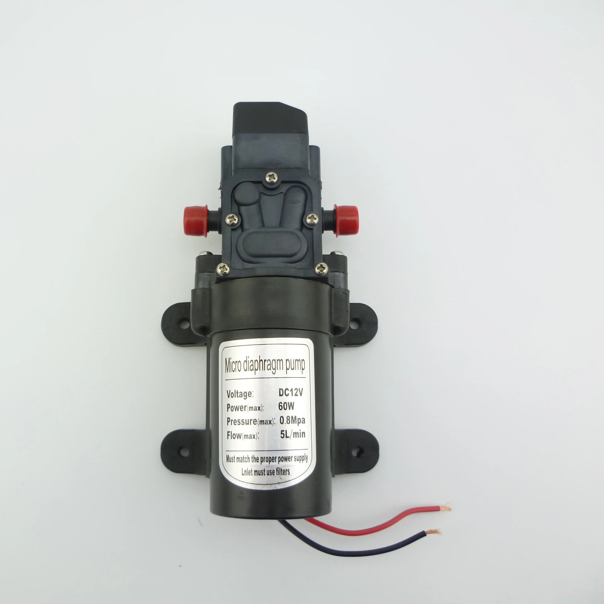 DC 12v 24v 60W 5L/min mini elektryczna pompa wodna wysokociśnieniowa samozasysająca pompa membranowa w sprayu — zdjęcie 4
