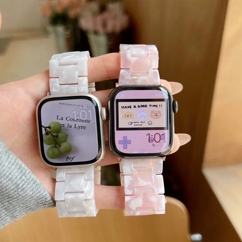 Pętla z żywicy do pasków Apple Watch 45 mm 40 mm 41 mm 44 mm 38 mm 42 mm bransoleta błyskowa iwatch serii 9 7 8 6 se 5 4 3 ultra 2 49 mm Pasek