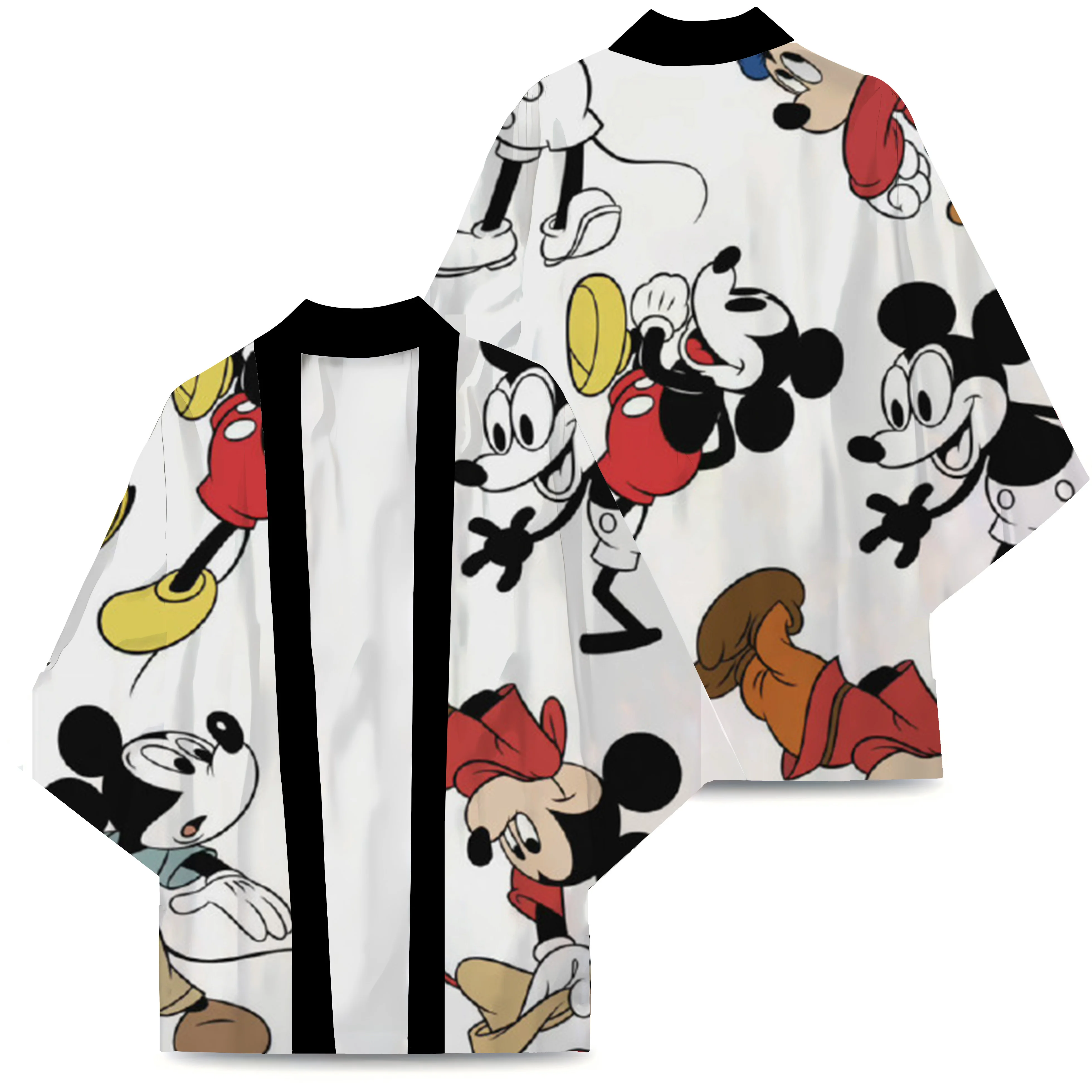 Kimono Mickey ubrania męskie Disney koszula oversize Kimono T-shirt piżamy Anime japonia topy Cosplay z nadrukiem Minnie Mouse koszule