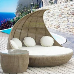 Customized outdoor outdoor terrace beach rattan bed lunch break shaped leisure lounge chair swimming pool lazy sofa courtyard