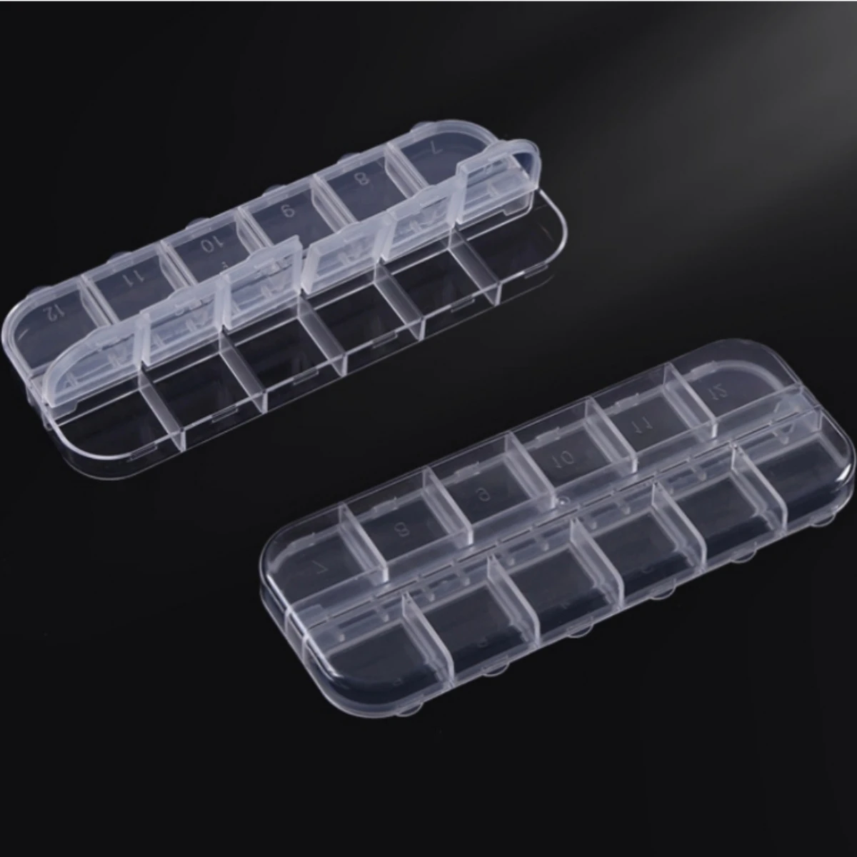 Nail Art Accessories Storage Box 12 Grid Rectangular Transparent Plastic Storage Box Detachable Storage Box DIY Tool Set 1Pcs