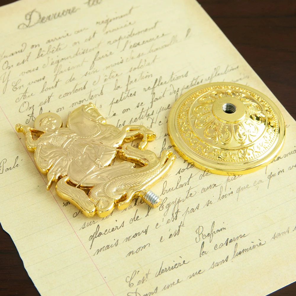 Orthodox George Alloy Statue,Home Tabletop Small Ornament,Car Center Console Ornament Base with Two Sides of Adhesive,3" x 2" - Image 3