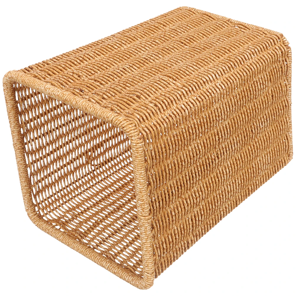 

Decorative Crevice Trash Can Small Slim Bathroom Waste Basket Wicker Bin Square