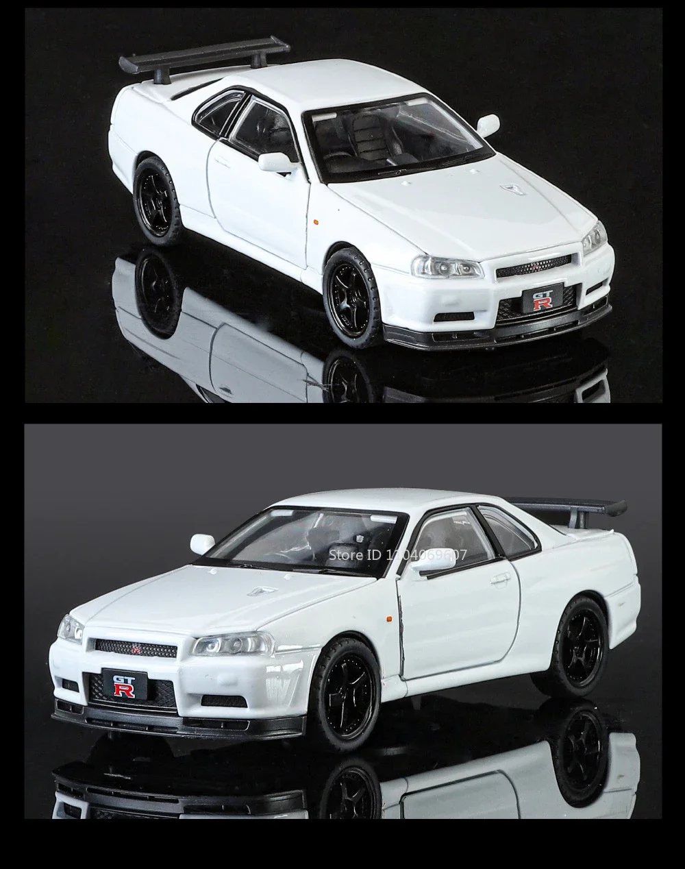 Maßstab 1:32 SKYLINE GTR R34 Sportwagenmodell Spielzeug Metalldruckguss Zurückziehen Supercar-Modelle Sound Licht Ornamente Kinder Erwachsene Geschenke – Detail 17