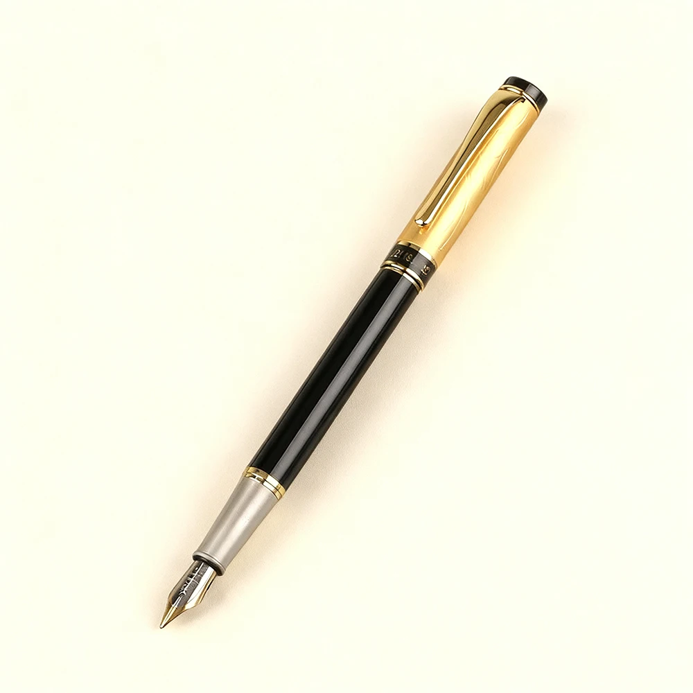 Custom Fountain Pen Golden Text Stationery Office Supplies Back To School Items Metal Writing Men Luxury Black