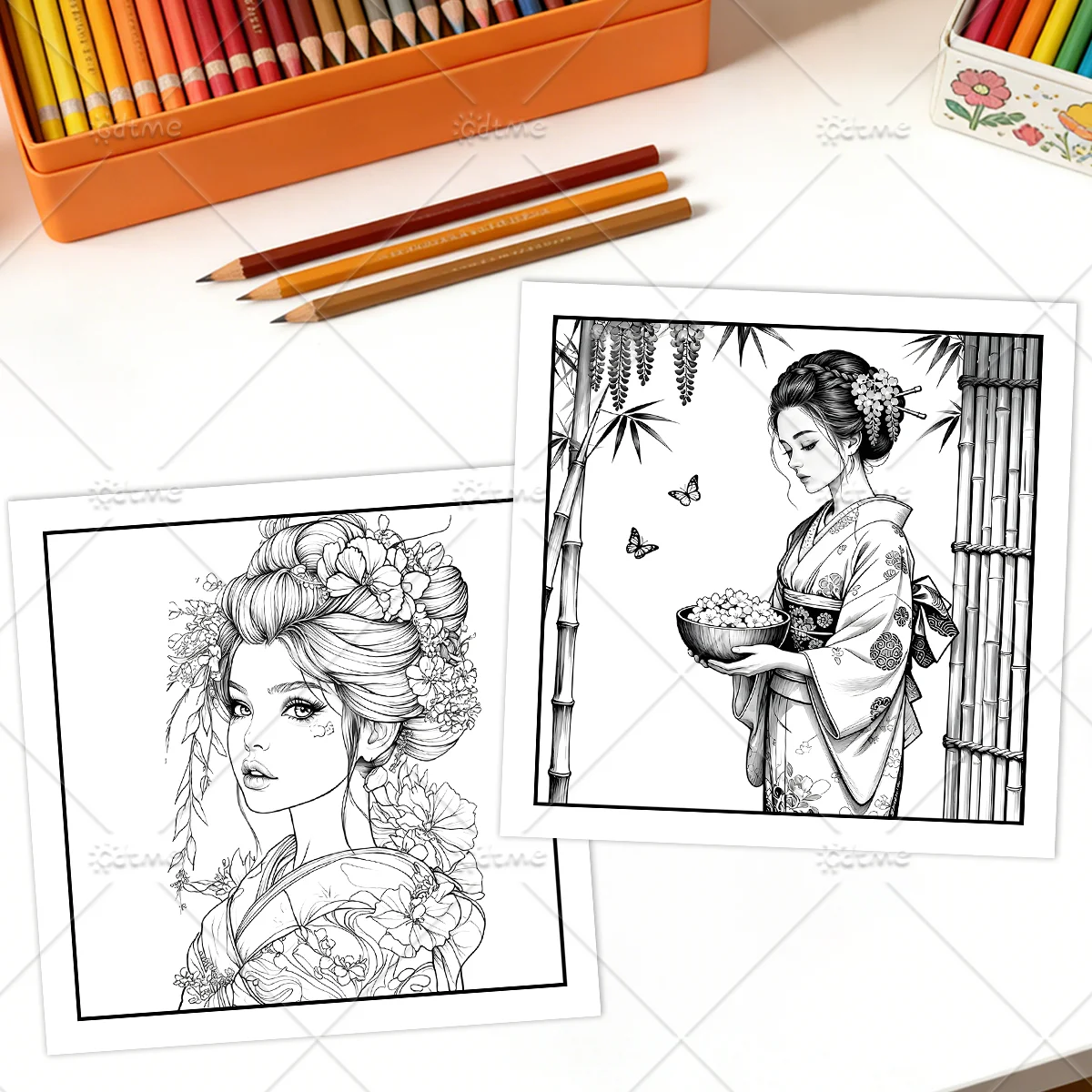 Malbuch im japanischen Stil für Erwachsene mit mutigen und einfachen Mustern – Niedliches Zeichenbuch, perfektes Geschenk für Partys und Geburtstage ﻿ – Detail 6