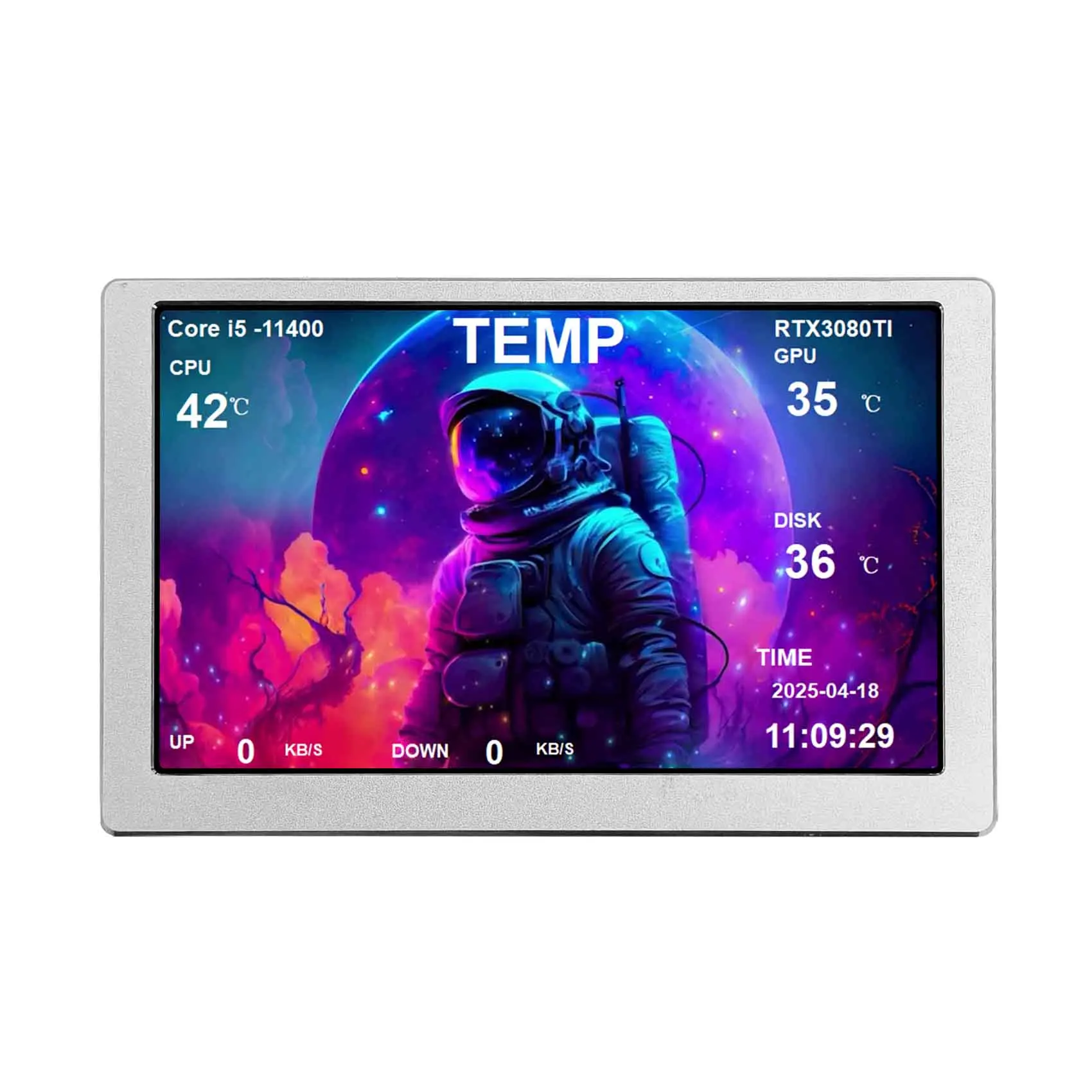 PC 케이스 CPU GPU 온도용 USB 유형 C 및 9핀 케이블이 포함된 5인치 실버 IPS LCD 모니터