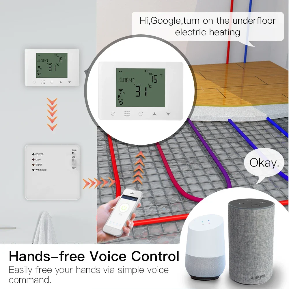 WiFi Smart Thermostat Wall-Hung Electric Underfloor Heating Temperature Controller Work with Alexa Google Home