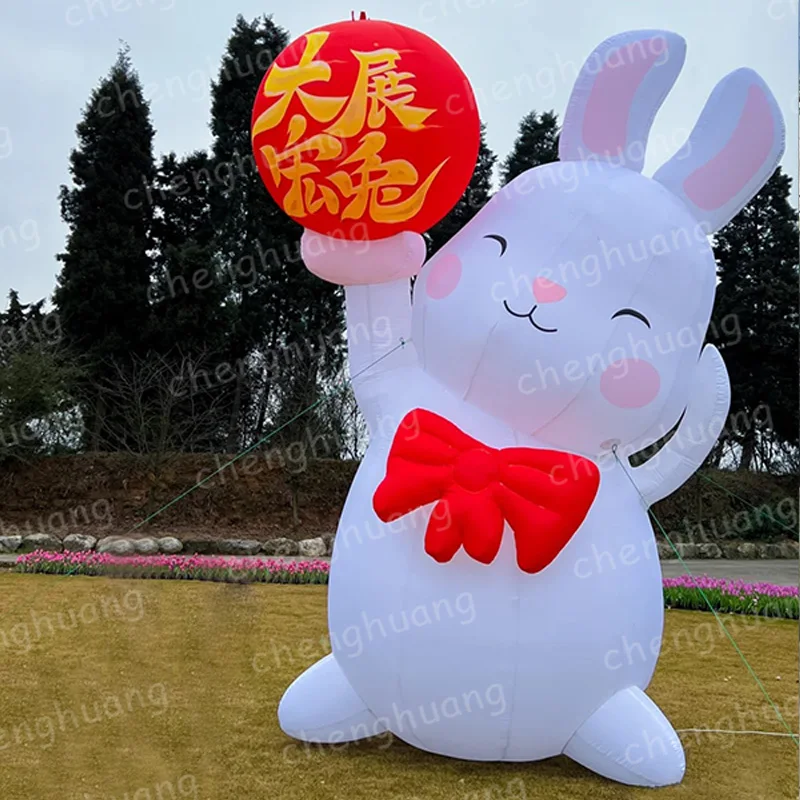 Inflatable rabbits, animal-based air models, rabbits holding balls, outdoor grassland decoration props