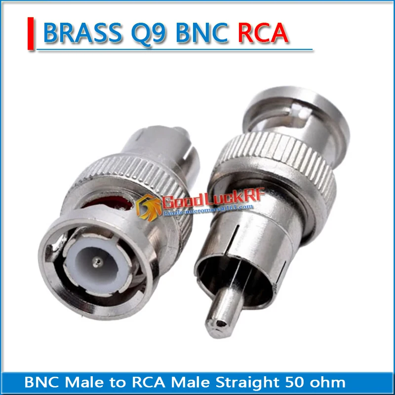 Hoge-Kwaliteit Q9 Bnc Male Naar Rca Male Connector Socket Plug Vernikkeld Messing Rechte Coax Rf Adapters Messing