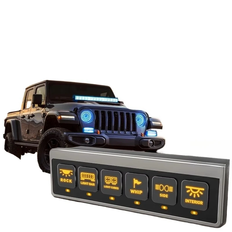 6 kabellose Schalttafel, 4 x 4-Relais-Steuerbox, automatisch dimmbar, Leuchtdiode, 12 V, Touch-Schalttafel