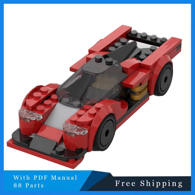 

88-детали Red Cool City Race Car Technic Bricks Строительные блоки Модель спортивного автомобиля Наборы для взрослых для демонстрации сборки Фестивальный подарок