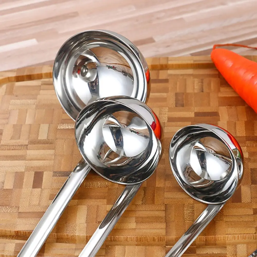Professional Stainless Steel Measuring Ladle with Hanging Hook 1/2/3oz Soup Ladle Deepened Scoop Ounce Scoop Kitchen Utensil