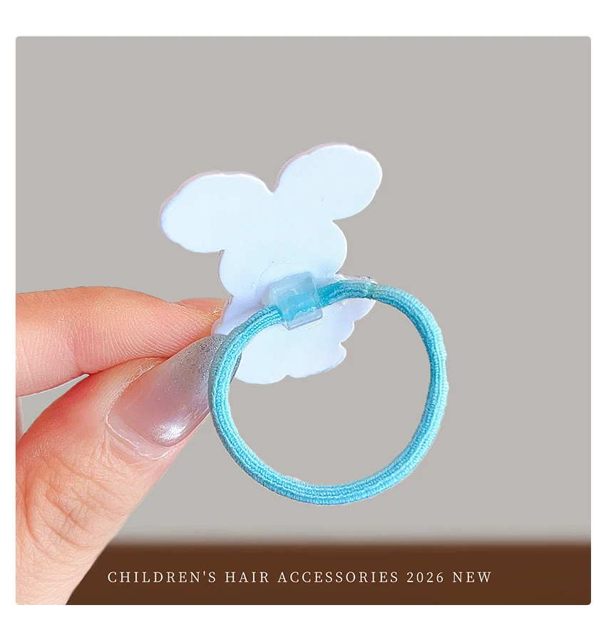 Neue Mode 10 Stück/Set Rosa Blaue Mini-Haargummis Cartoon-Häschen Strass-Krone Pailletten-Schmetterling Herz Elastisches Haarband für Mädchen – Detail 10