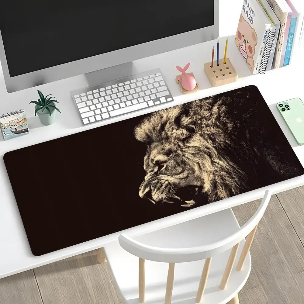 

King Of Beasts Lion Mouse Pad Desk Mouse Pad Cute HD Desk Pad Extended Gaming Keyboard Mats Large XXL Gamer Mousepad 90x40