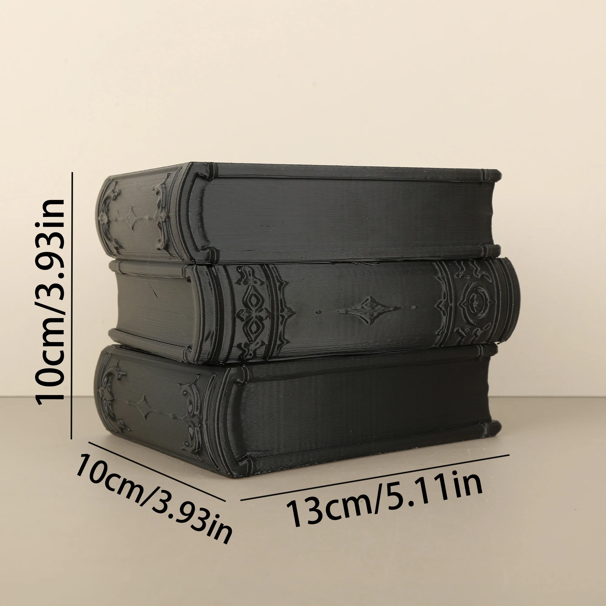 Vintage Stacked Book Pen Holder, Black Plastic Makeup Brush Organizer, Dark Academia Desktop Storage Cup for Office Home Decor