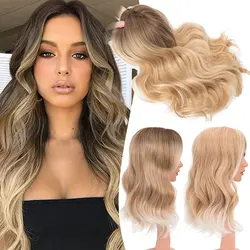 Snoilite Synthetic Long Wavy Curl Toppers Hair Pieces for Women with Thinning Hair Clip in Hair Extensions