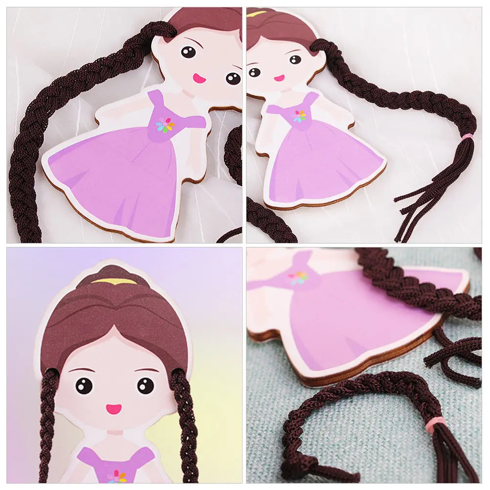 어린이를위한 2pcs 머리띠 Diy 교육 게임 손-눈 조정 나무 면 소재 크리 에이 티브 땋기 교육 도구