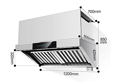 Commercial Restaurant Internal Circulation Kitchen Extractor Hood Ductless Cooker Hood Stainless Steel Range Hood