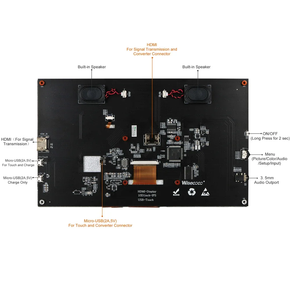 Imagem -06 - Portátil Raspberry pi Monitor Touch Screen Hdmi Ips Hdmi Zero b b Mais Win11 10 10.1 1024x600