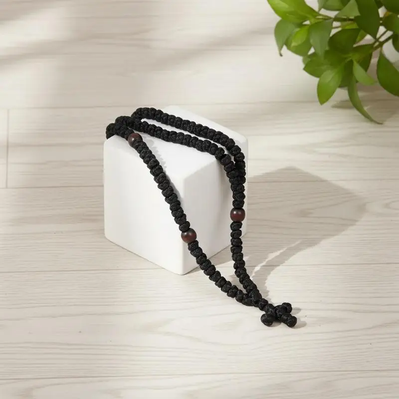 Black/Blue Komboskini Knot Necklace Handmade Orthodox Religous Rosary Prayer Rope Cross Jewelry Gift